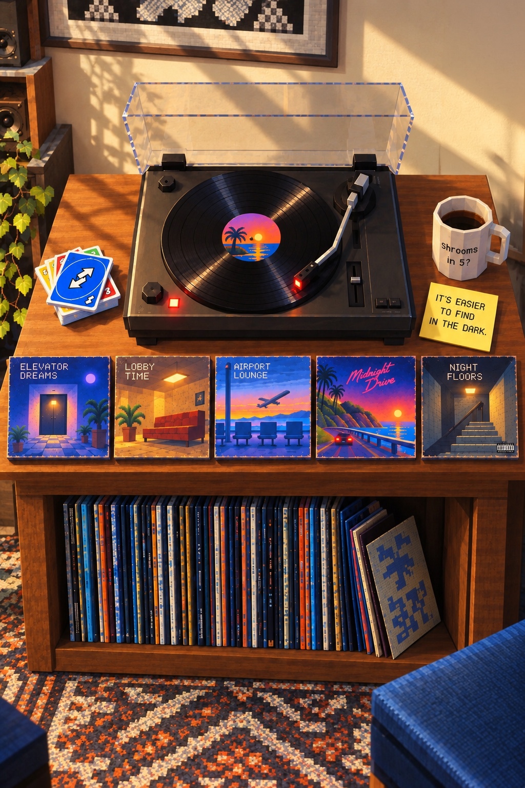 Record player in daylight