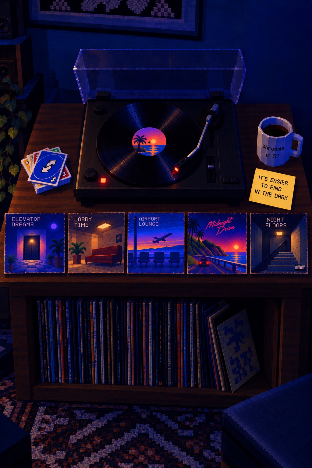 Record player at night